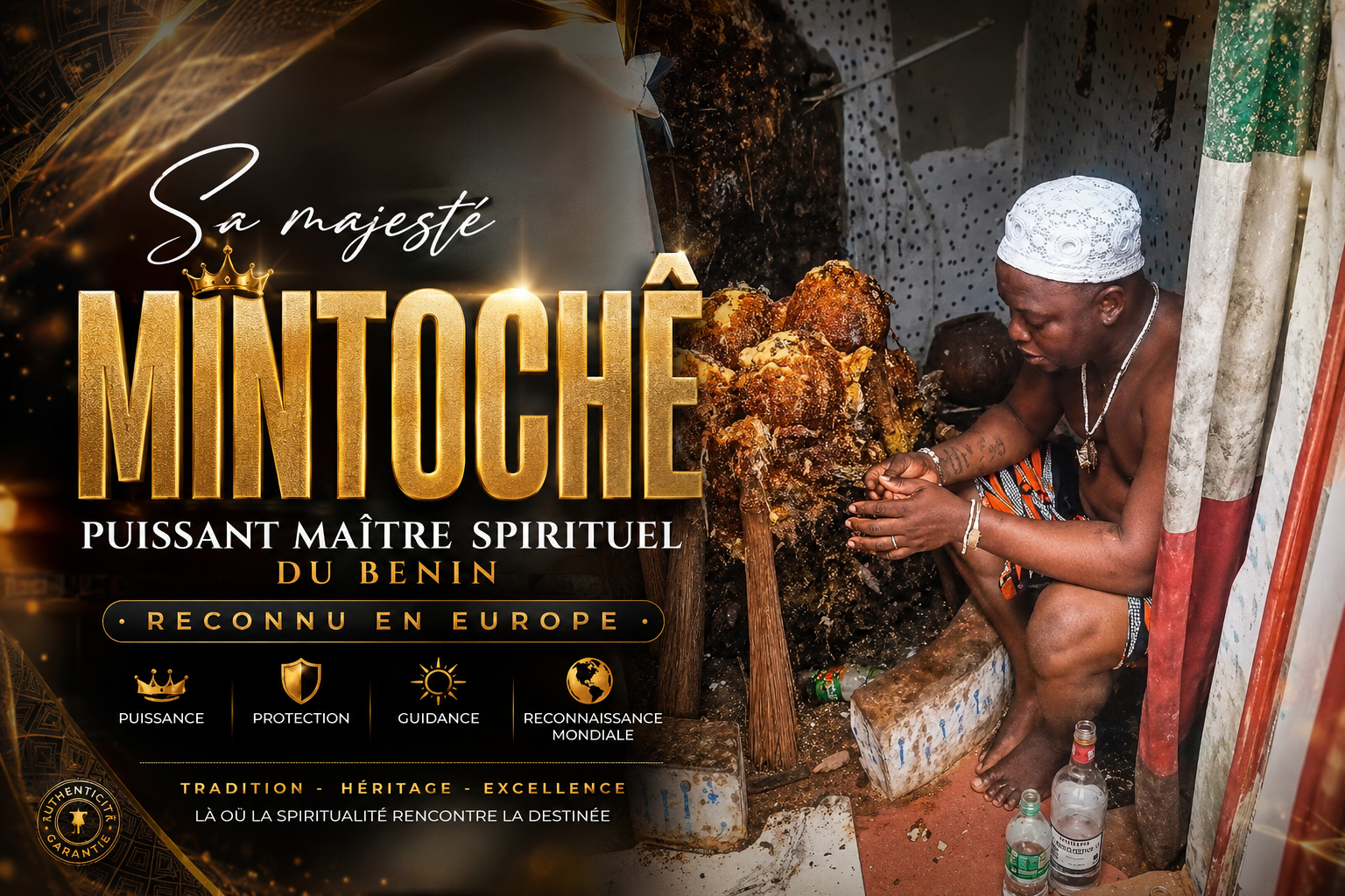 Sa majeste mintoche, marabout du benin, puissant marabout dafrique